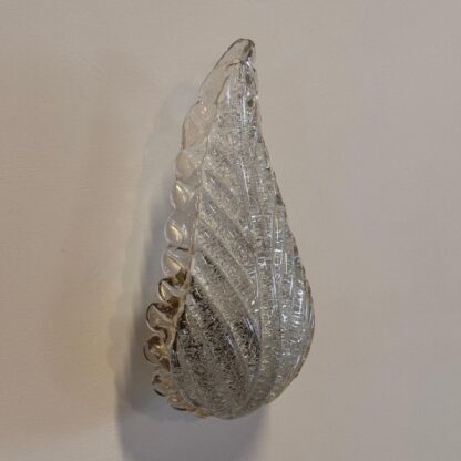Single Leaf Sconce in Pulegoso Glass with Gold Accents by Barovier & Toso, 1950s