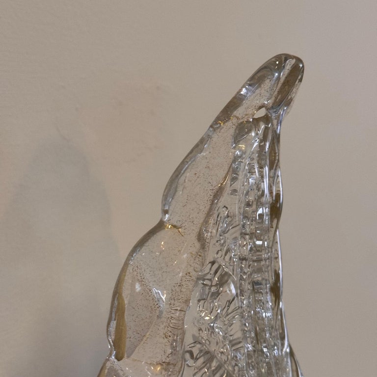 Single Leaf Sconce in Pulegoso Glass with Gold Accents by Barovier & Toso, 1950s