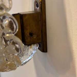 Single Leaf Sconce in Pulegoso Glass with Gold Accents by Barovier & Toso, 1950s