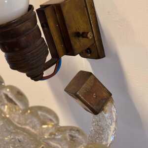 Single Leaf Sconce in Pulegoso Glass with Gold Accents by Barovier & Toso, 1950s
