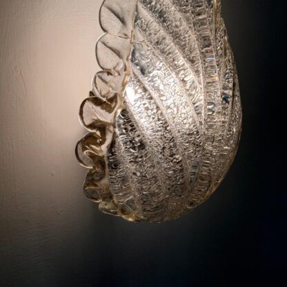 Single Leaf Sconce in Pulegoso Glass with Gold Accents by Barovier & Toso, 1950s