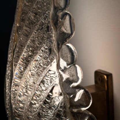Single Leaf Sconce in Pulegoso Glass with Gold Accents by Barovier & Toso, 1950s