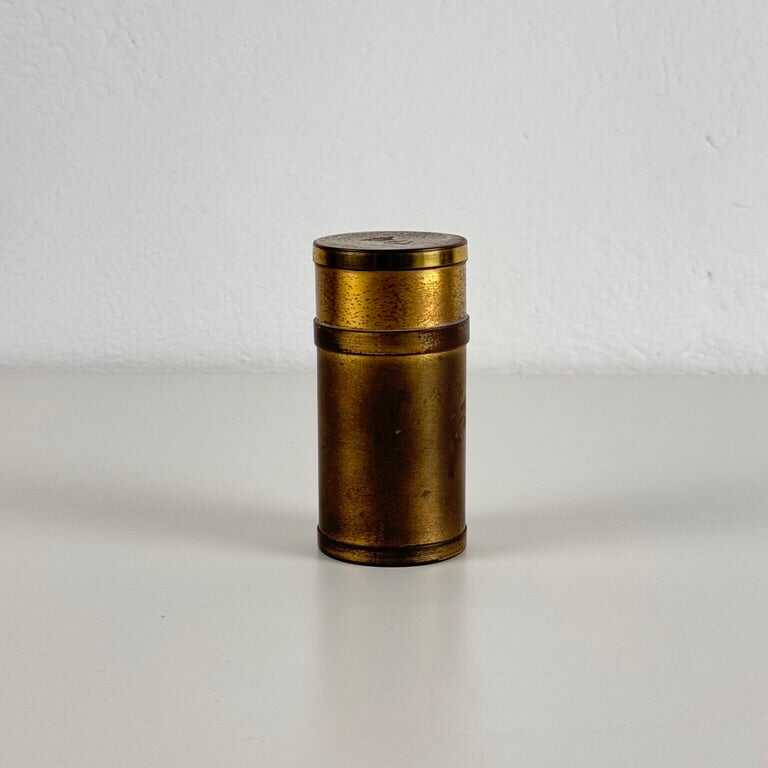 Small Decorative Round Brass Box by Gabriella Crespi, 1960s, Signed