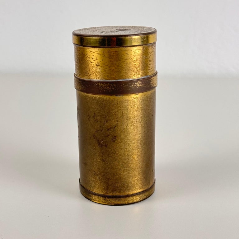 Small Decorative Round Brass Box by Gabriella Crespi, 1960s, Signed