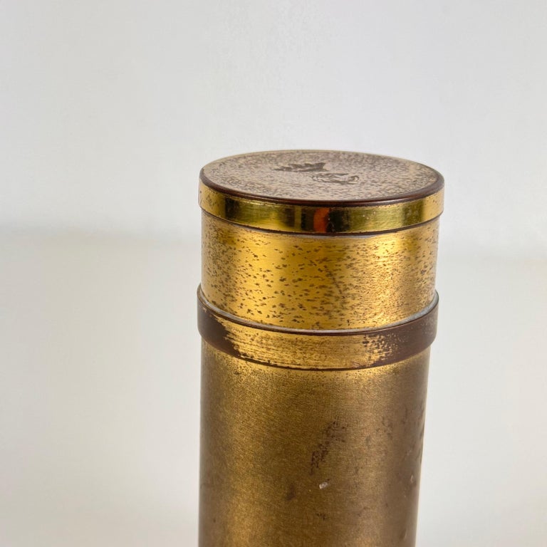 Small Decorative Round Brass Box by Gabriella Crespi, 1960s, Signed