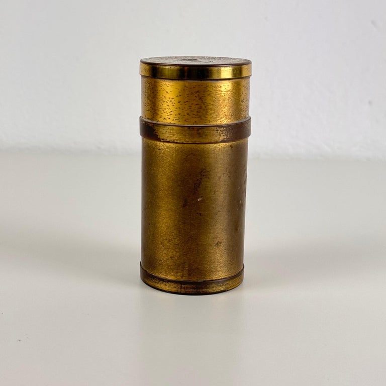 Small Decorative Round Brass Box by Gabriella Crespi, 1960s, Signed