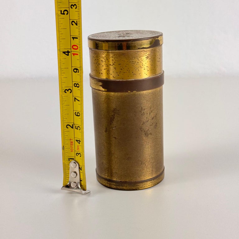 Small Decorative Round Brass Box by Gabriella Crespi, 1960s, Signed