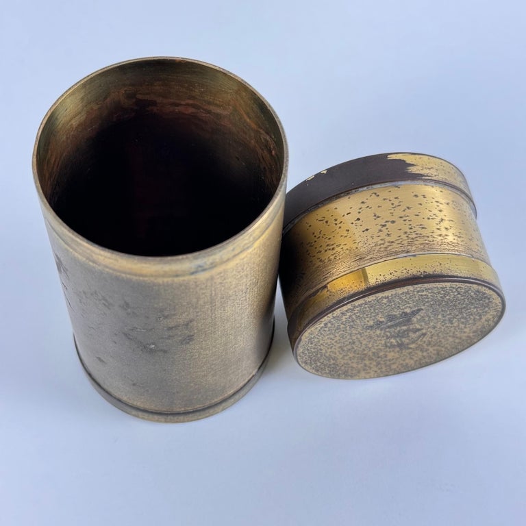 Small Decorative Round Brass Box by Gabriella Crespi, 1960s, Signed