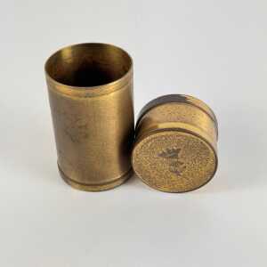 Small Decorative Round Brass Box by Gabriella Crespi, 1960s, Signed