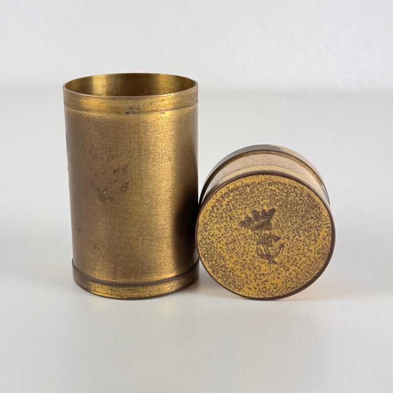 Small Decorative Round Brass Box by Gabriella Crespi, 1960s, Signed