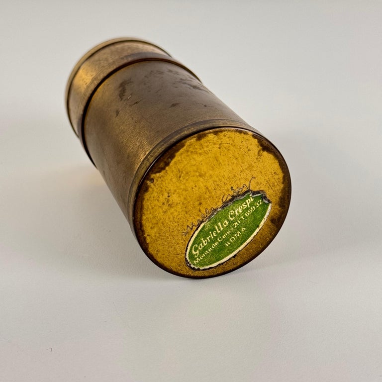 Small Decorative Round Brass Box by Gabriella Crespi, 1960s, Signed