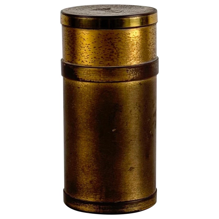 Small Decorative Round Brass Box by Gabriella Crespi, 1960s, Signed