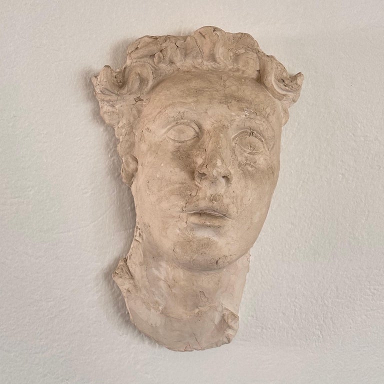 Stunning Decorative Roman Gypsum Face, 1970s Reproduction