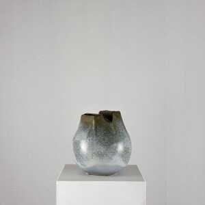 Unique 1970s Franco Bucci Ceramic Vase: 'Whistle' with Two Mouths