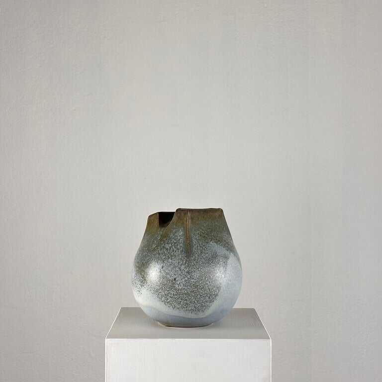 Unique 1970s Franco Bucci Ceramic Vase: 'Whistle' with Two Mouths