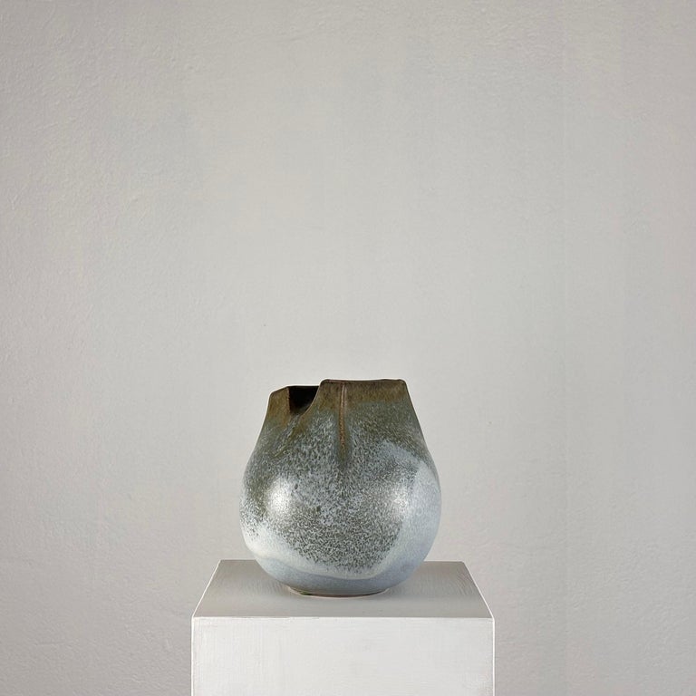 Unique 1970s Franco Bucci Ceramic Vase: 'Whistle' with Two Mouths