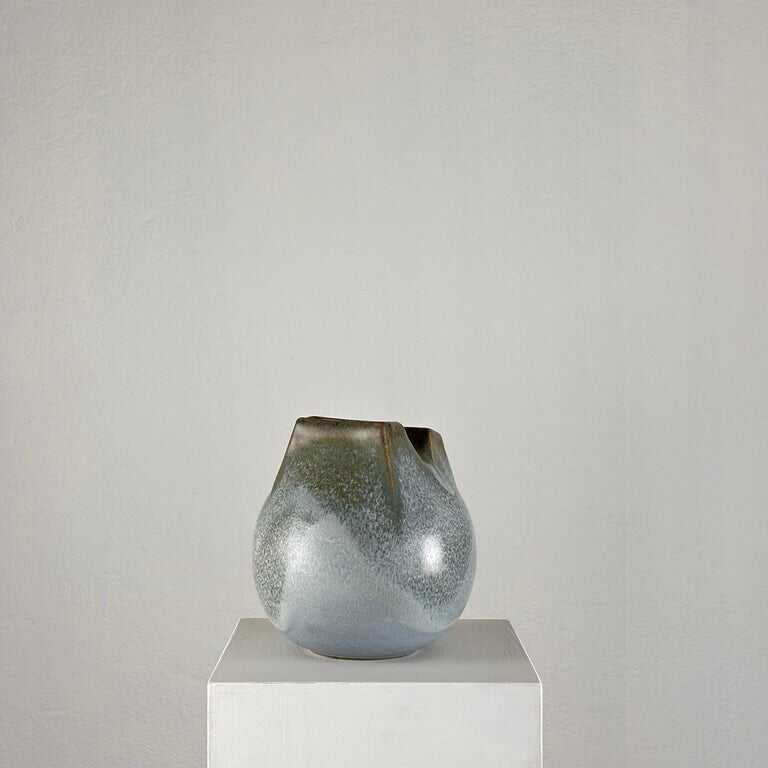 Unique 1970s Franco Bucci Ceramic Vase: 'Whistle' with Two Mouths