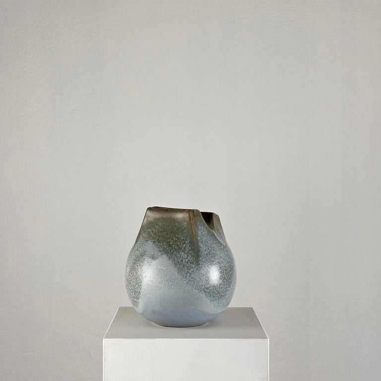 Unique 1970s Franco Bucci Ceramic Vase: 'Whistle' with Two Mouths