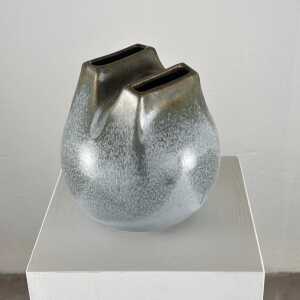Unique 1970s Franco Bucci Ceramic Vase: 'Whistle' with Two Mouths