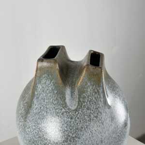 Unique 1970s Franco Bucci Ceramic Vase: 'Whistle' with Two Mouths