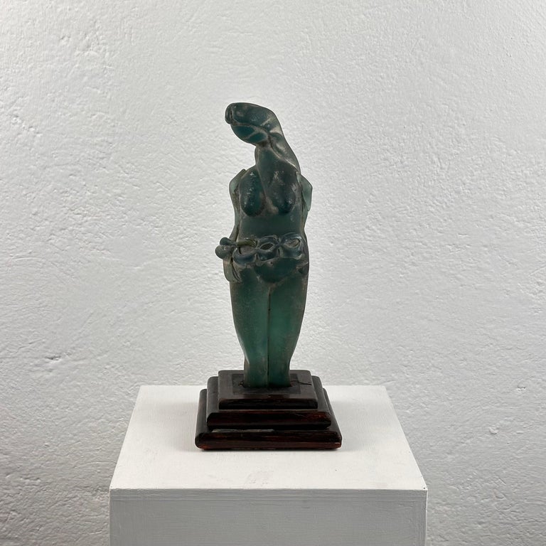 Very Rare Archimede Seguso Etched Murano Glass Woman's Sculpture, 1930s