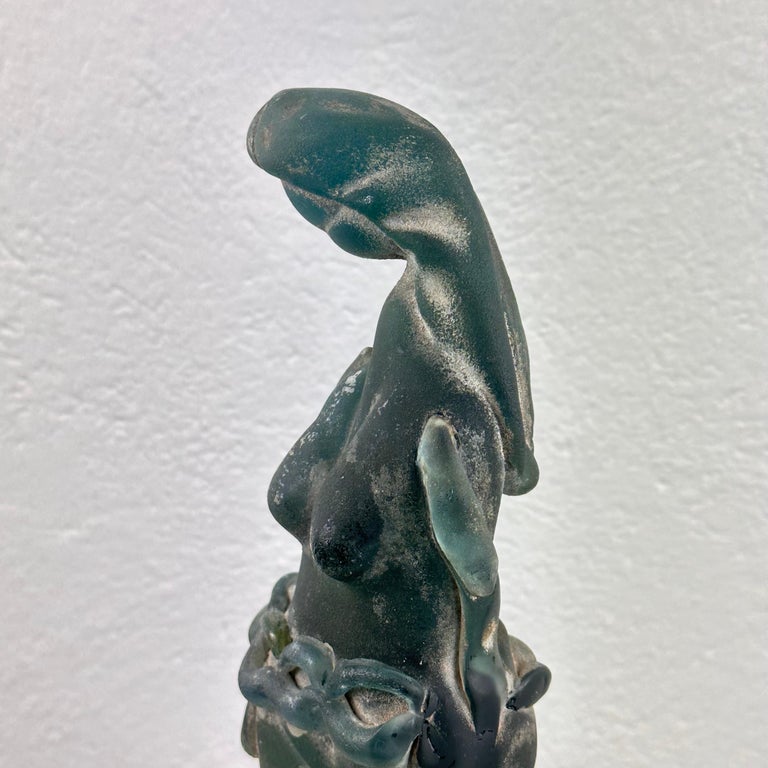Very Rare Archimede Seguso Etched Murano Glass Woman's Sculpture, 1930s