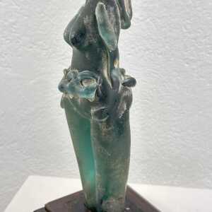 Very Rare Archimede Seguso Etched Murano Glass Woman's Sculpture, 1930s