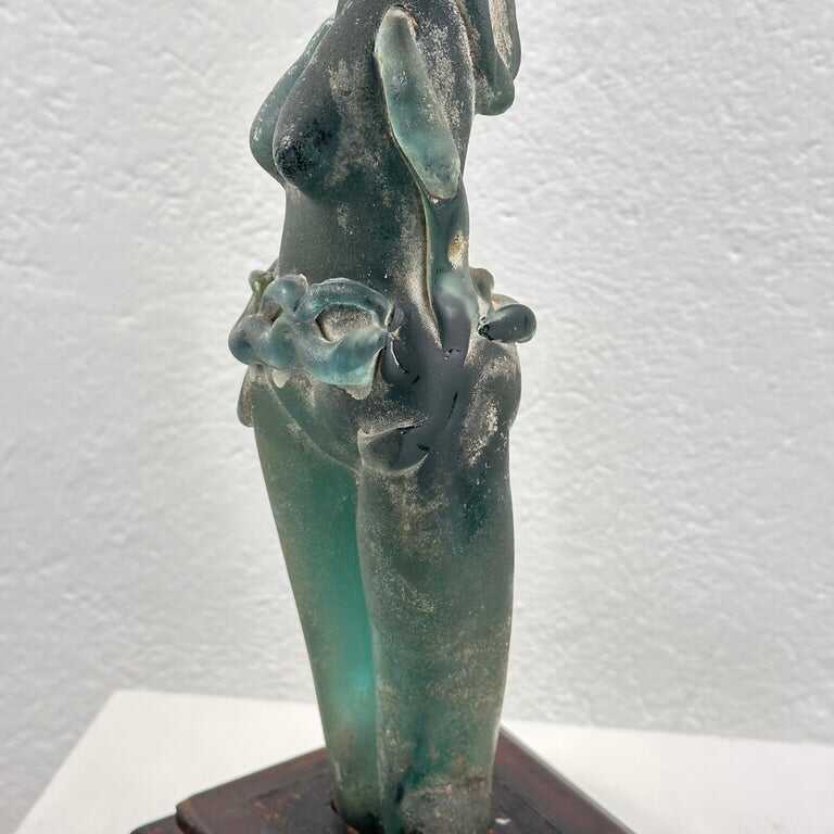 Very Rare Archimede Seguso Etched Murano Glass Woman's Sculpture, 1930s