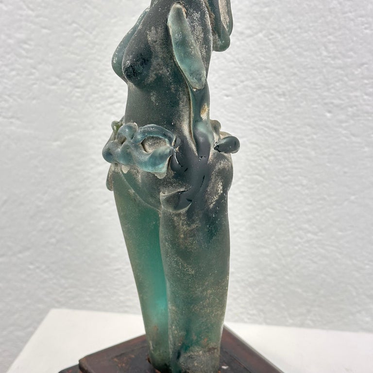 Very Rare Archimede Seguso Etched Murano Glass Woman's Sculpture, 1930s