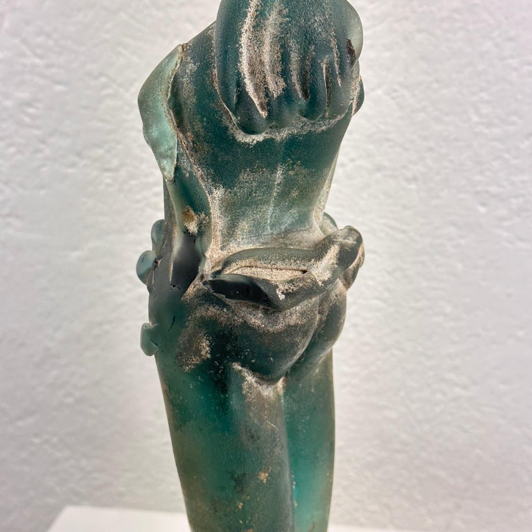 Very Rare Archimede Seguso Etched Murano Glass Woman's Sculpture, 1930s
