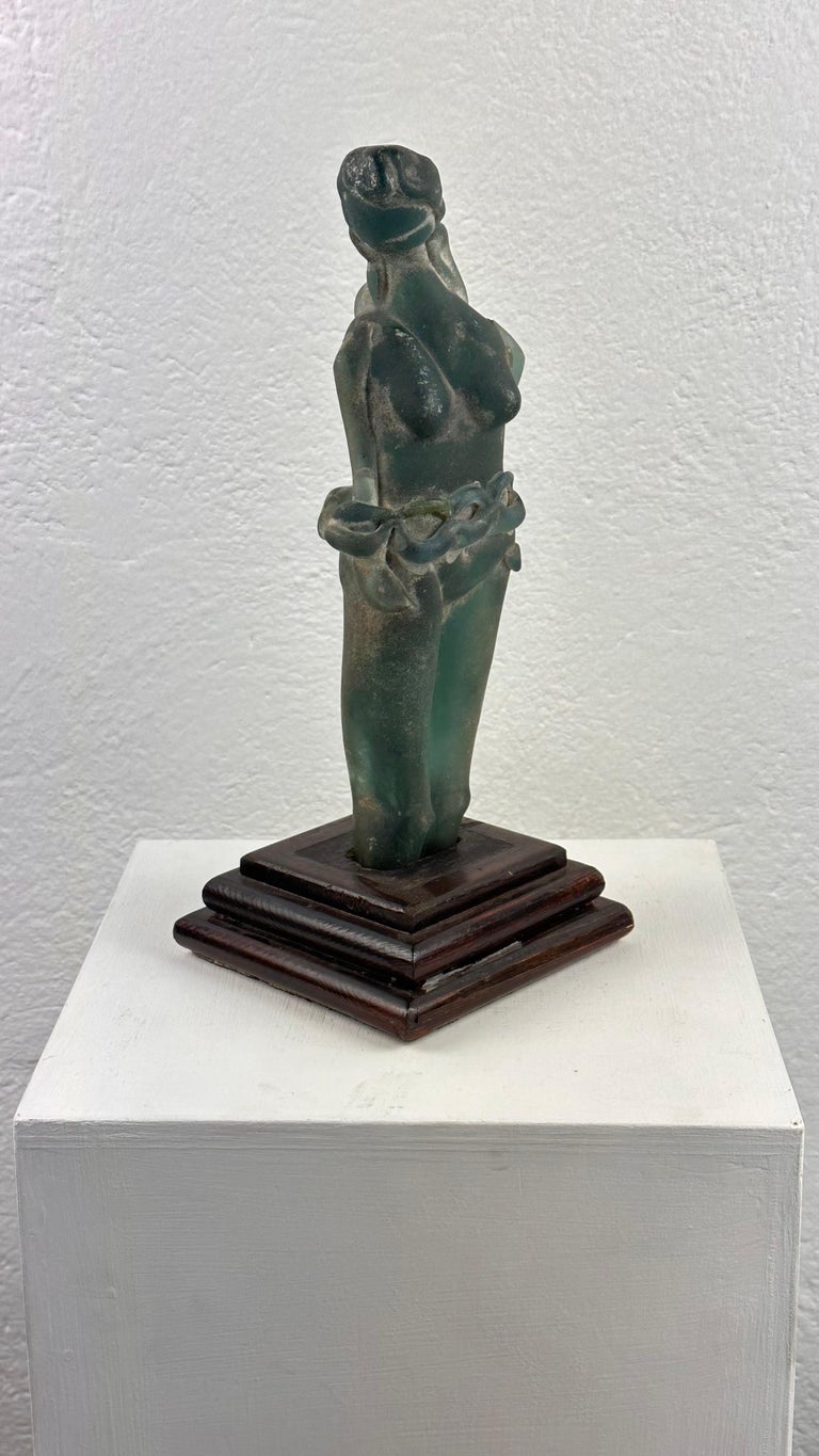 Very Rare Archimede Seguso Etched Murano Glass Woman's Sculpture, 1930s