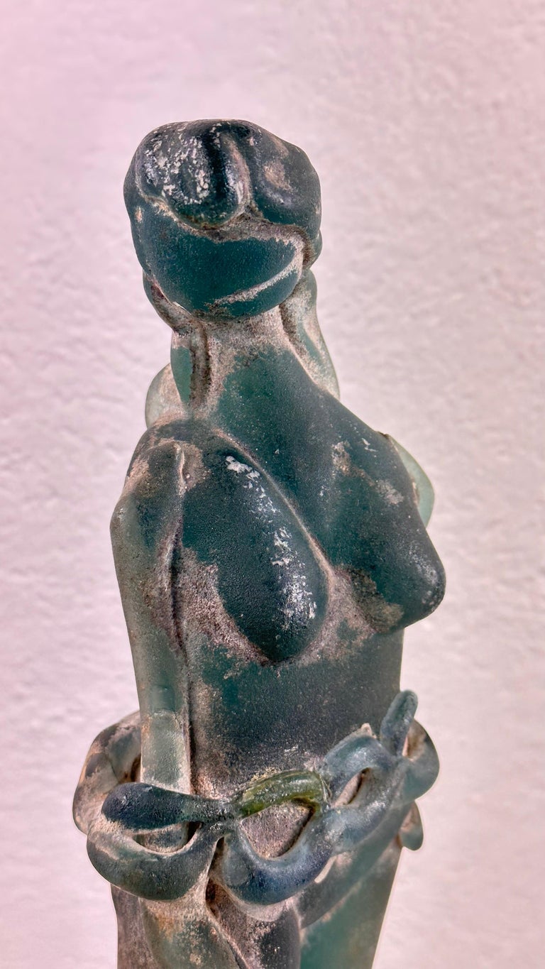 Very Rare Archimede Seguso Etched Murano Glass Woman's Sculpture, 1930s