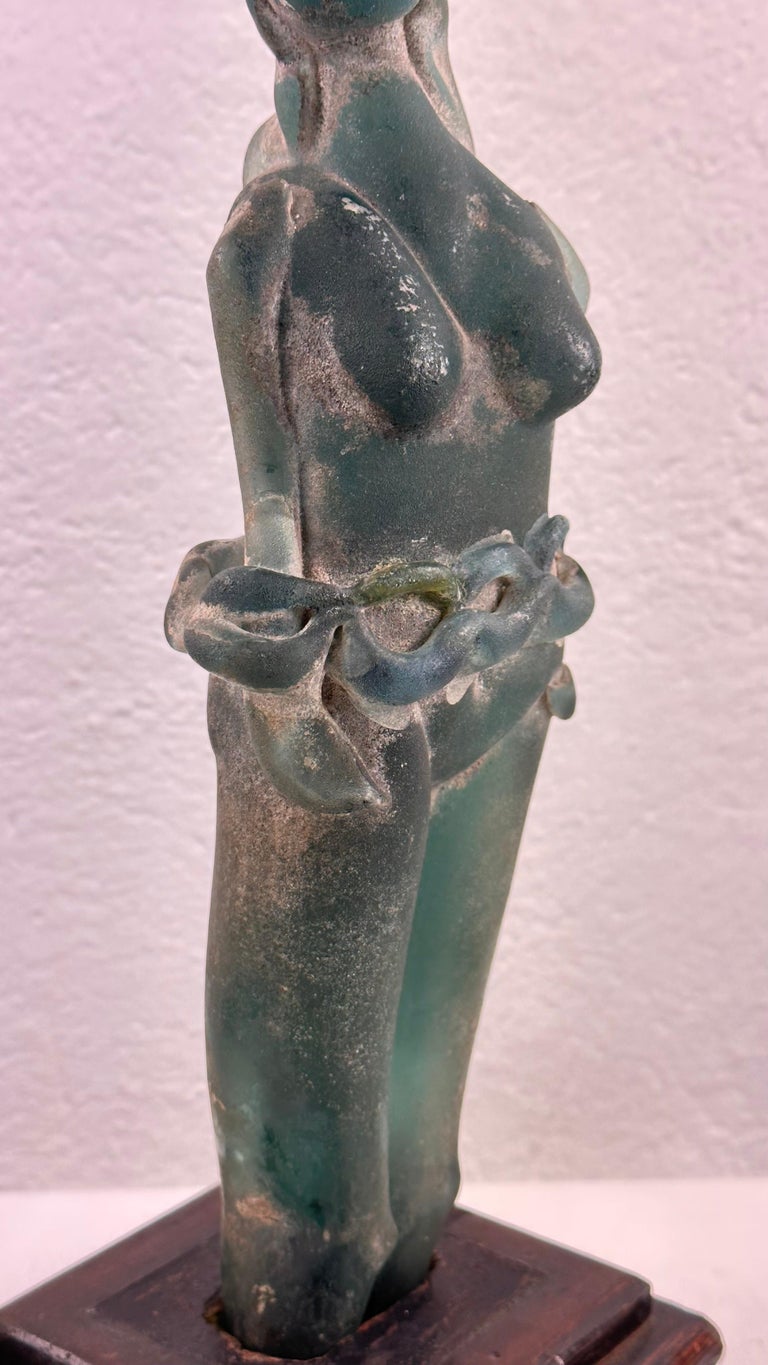 Very Rare Archimede Seguso Etched Murano Glass Woman's Sculpture, 1930s