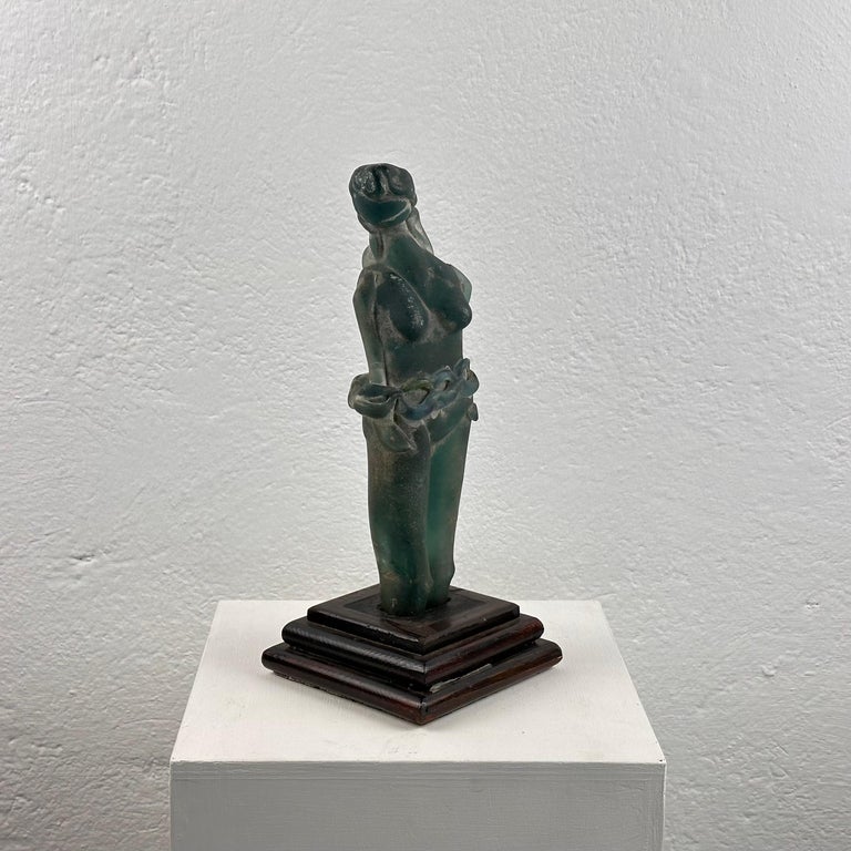 Very Rare Archimede Seguso Etched Murano Glass Woman's Sculpture, 1930s
