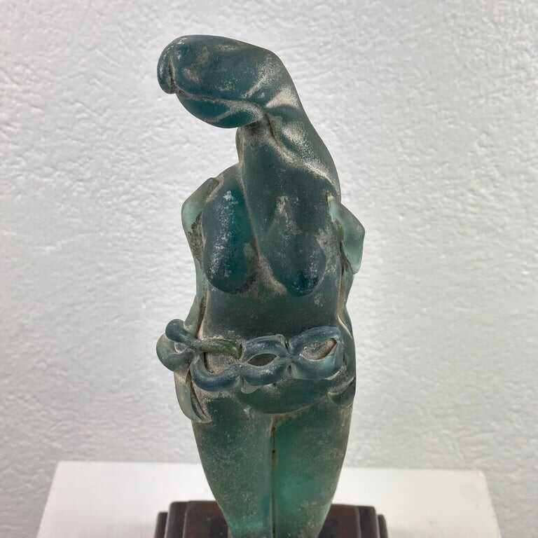 Very Rare Archimede Seguso Etched Murano Glass Woman's Sculpture, 1930s