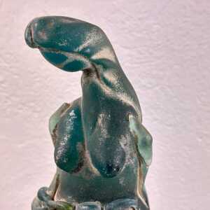 Very Rare Archimede Seguso Etched Murano Glass Woman's Sculpture, 1930s