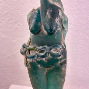 Very Rare Archimede Seguso Etched Murano Glass Woman's Sculpture, 1930s