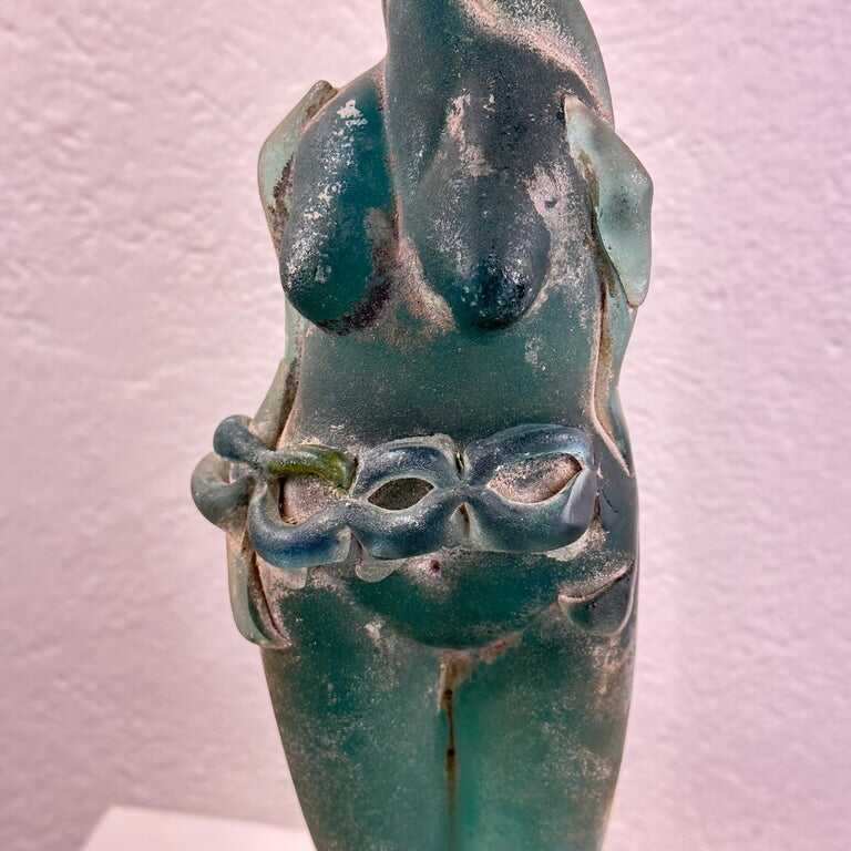 Very Rare Archimede Seguso Etched Murano Glass Woman's Sculpture, 1930s