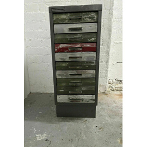 Vintage 1970s Small Filing Cabinet Grey