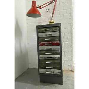 Vintage 1970s Small Filing Cabinet Grey