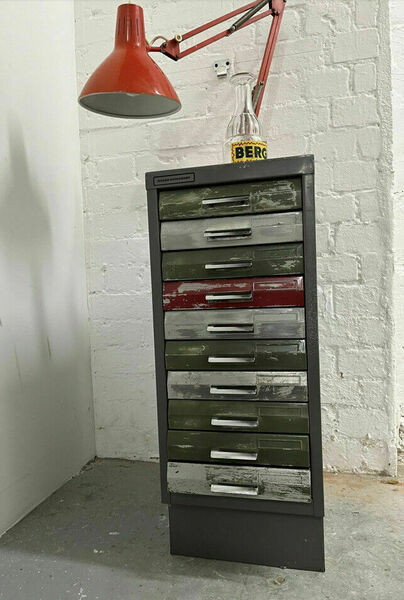 Vintage 1970s Small Filing Cabinet Grey