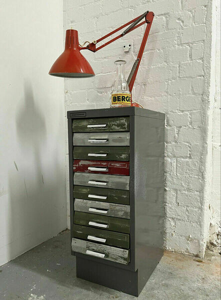 Vintage 1970s Small Filing Cabinet Grey