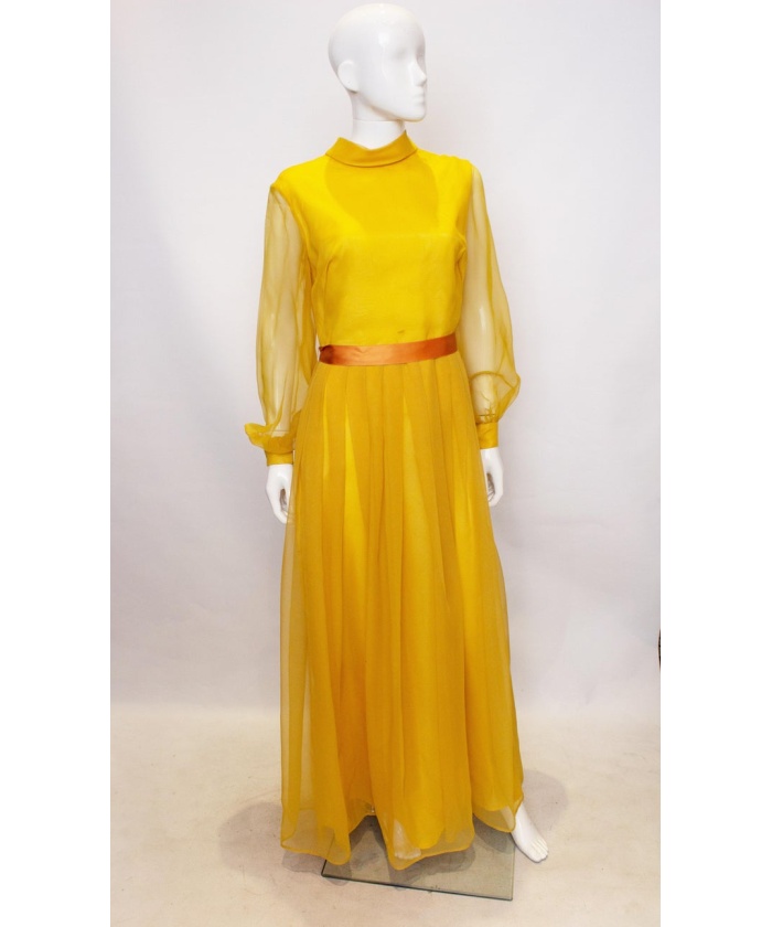 Vintage Cresta Mustard Colour Gown