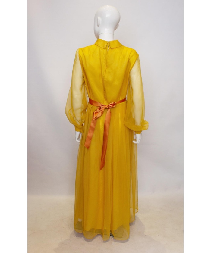 Vintage Cresta Mustard Colour Gown