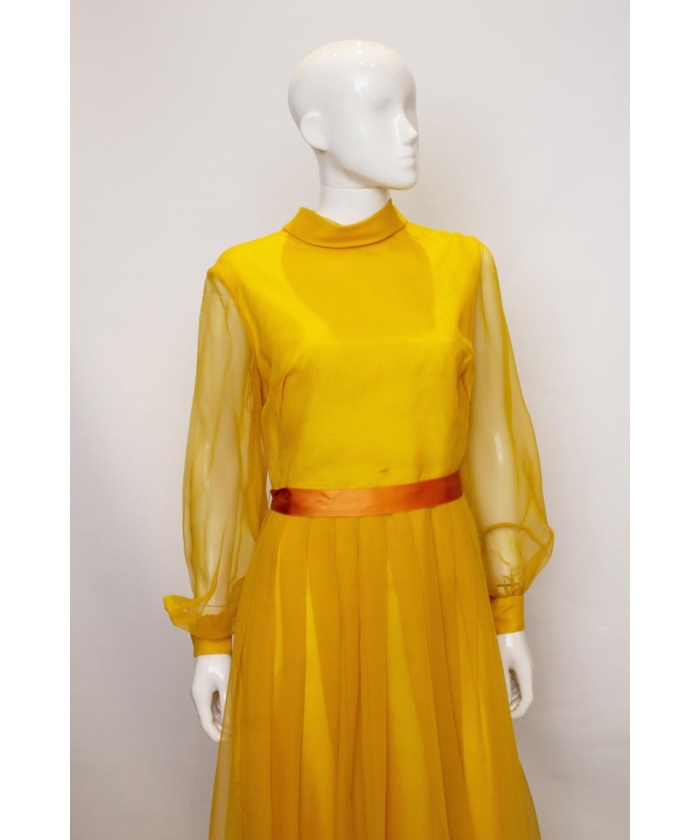 Vintage Cresta Mustard Colour Gown