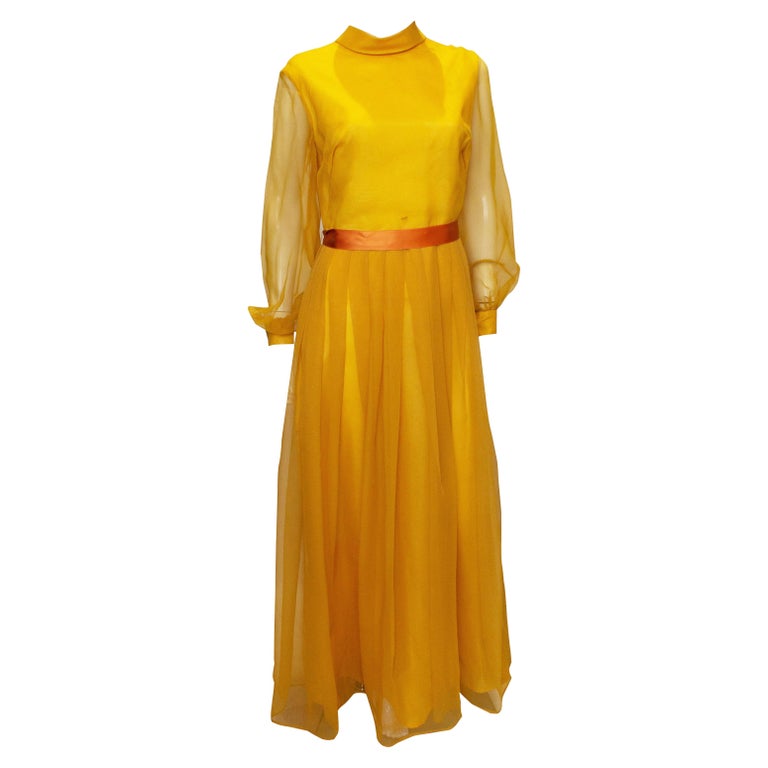 Vintage Cresta Mustard Colour Gown
