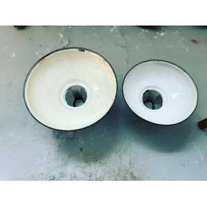 Vintage Industrial Lamp Shades X2 Green