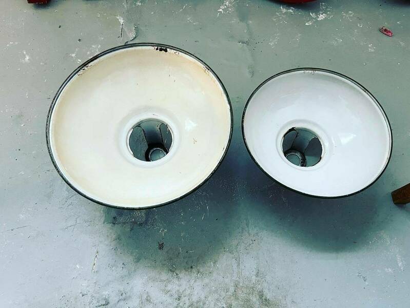 Vintage Industrial Lamp Shades X2 Green
