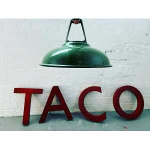 Vintage Industrial Lamp Shades X2 Green