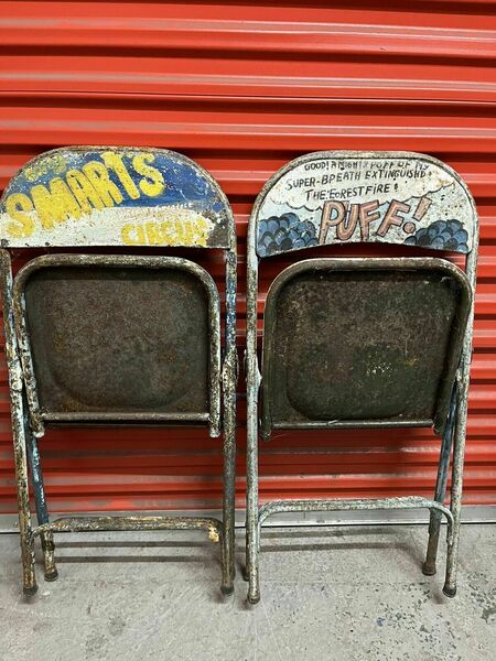 Vintage Metal Folding Chairs Billy Smarts Circus C1950s